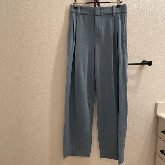 NWT Vince High-Waist Cozy Wool Pleat-Front Trouser in Aegean - Picture 3 of 5